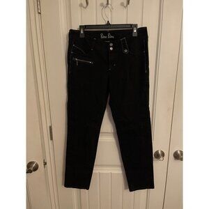 Bisou Bisou women's Black jeans sz 10,straight leg ankle mid rise 2 button &zip